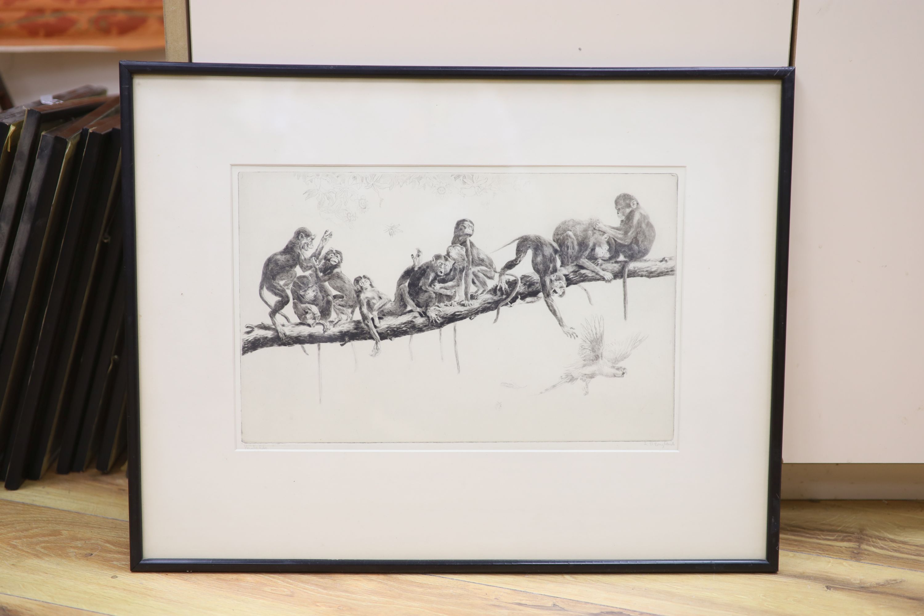 Leonard Robert Brightwell (1889-1983), etching, High Life, signed in pencil, 23 x 37cm